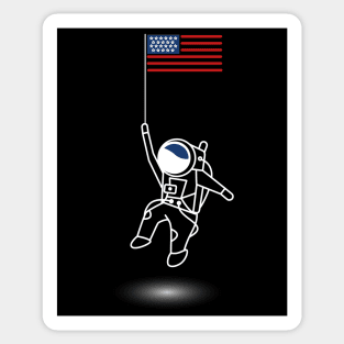 Astronaut and Stripes in Space: A Cosmic Celebration of Independence Day white design Sticker